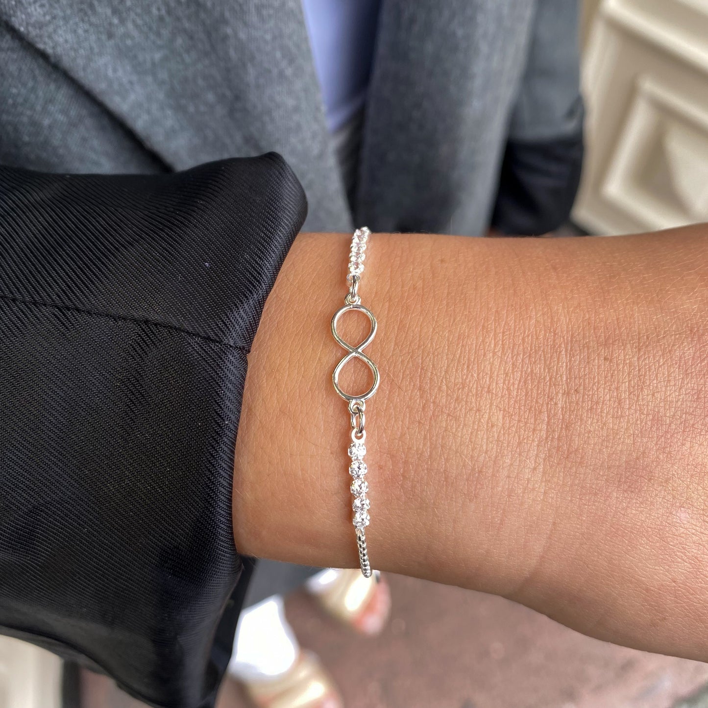 Silver CZ & Infinity Slider Bracelet - John Ross Jewellers