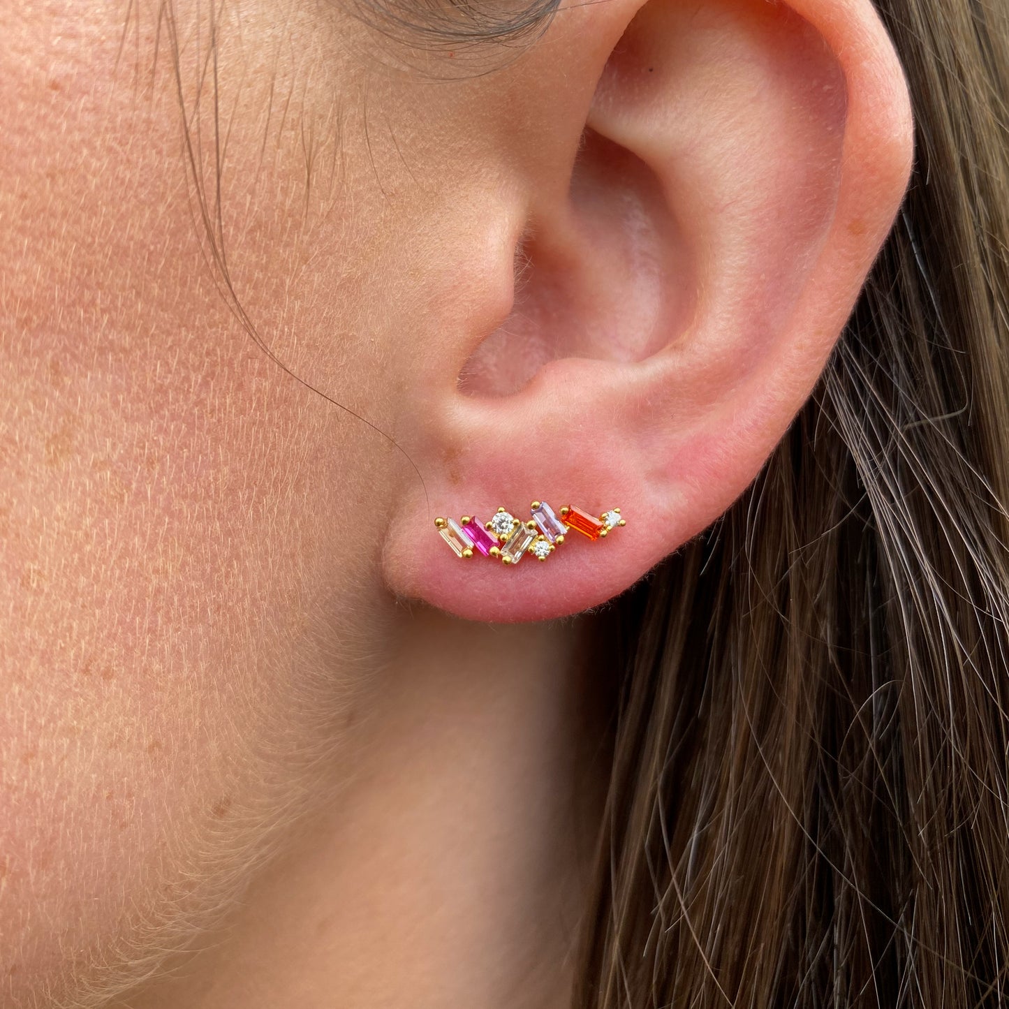 Sunshine Coloured Climber Stud Earrings - John Ross Jewellers