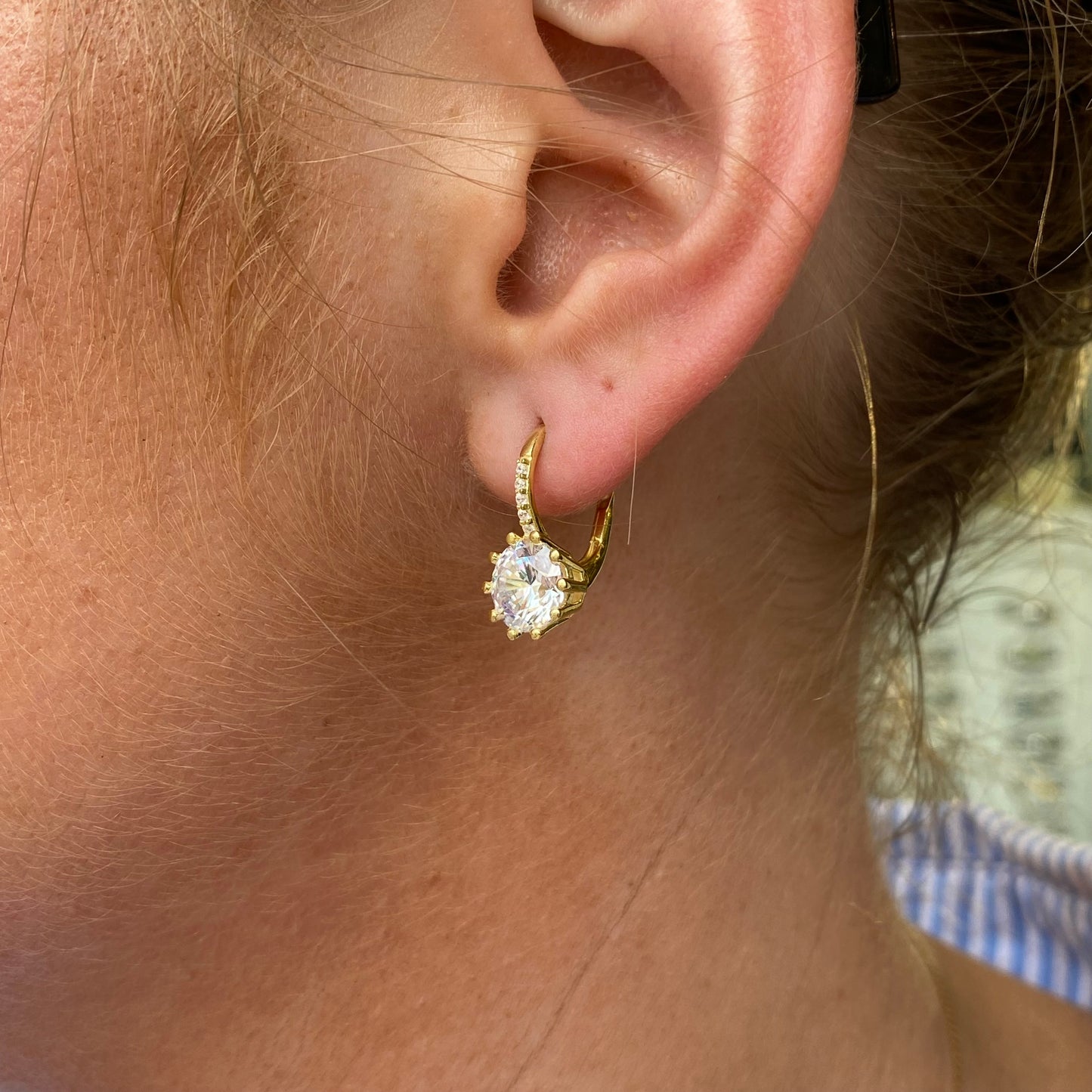Sunshine Round CZ Hoop Earrings | German Wires
