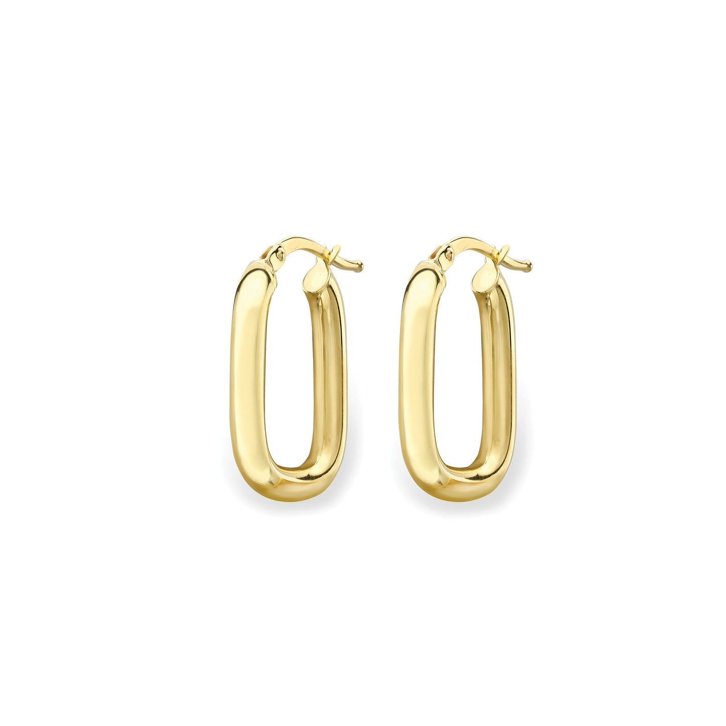 9ct Gold Rectangular Tube Creole Hoop Earrings - John Ross Jewellers