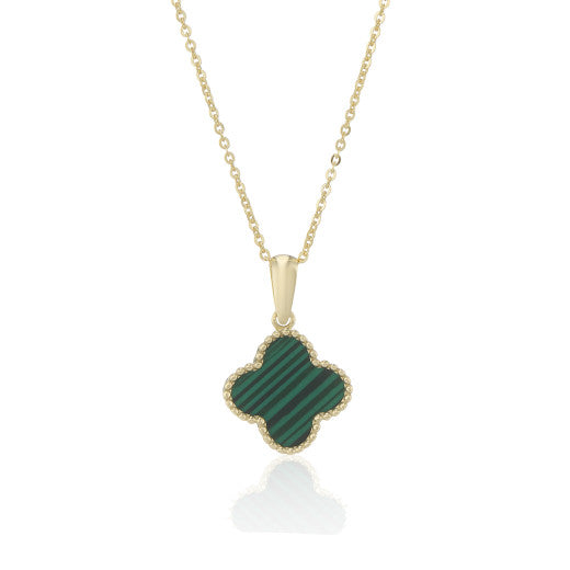 9ct Gold Alhambra Malachite Quatrefoil Necklace - John Ross Jewellers