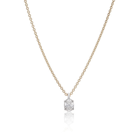 9ct Gold 0.15ct Oval Diamond Solitaire Pendant Necklace - John Ross Jewellers