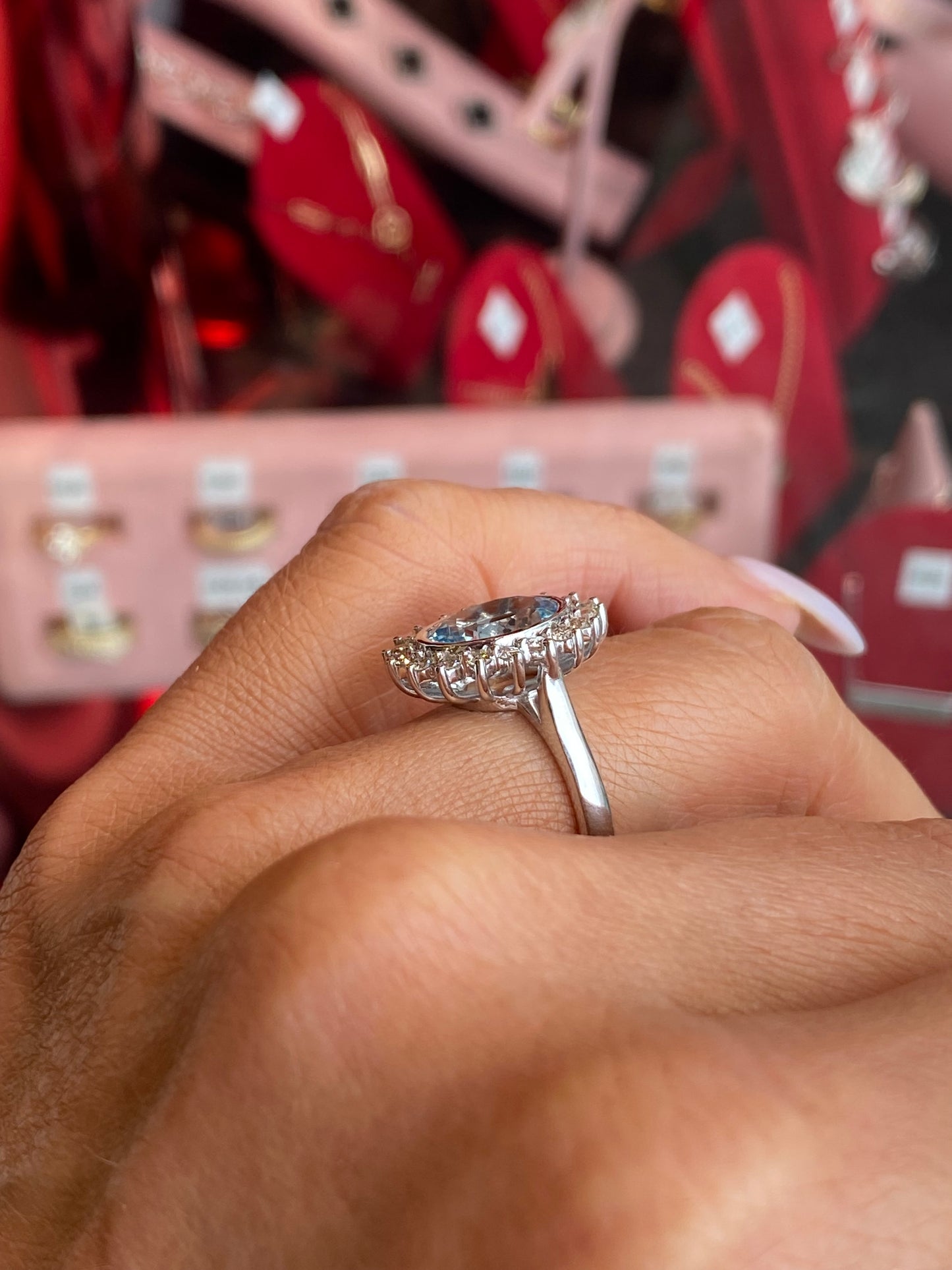 14ct White Gold Aquamarine & Diamond Ring - John Ross Jewellers