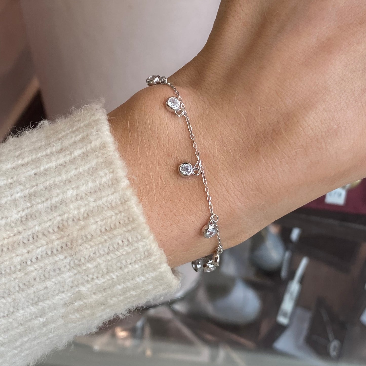 Silver CZ Drops Bracelet | 17+3cm - John Ross Jewellers