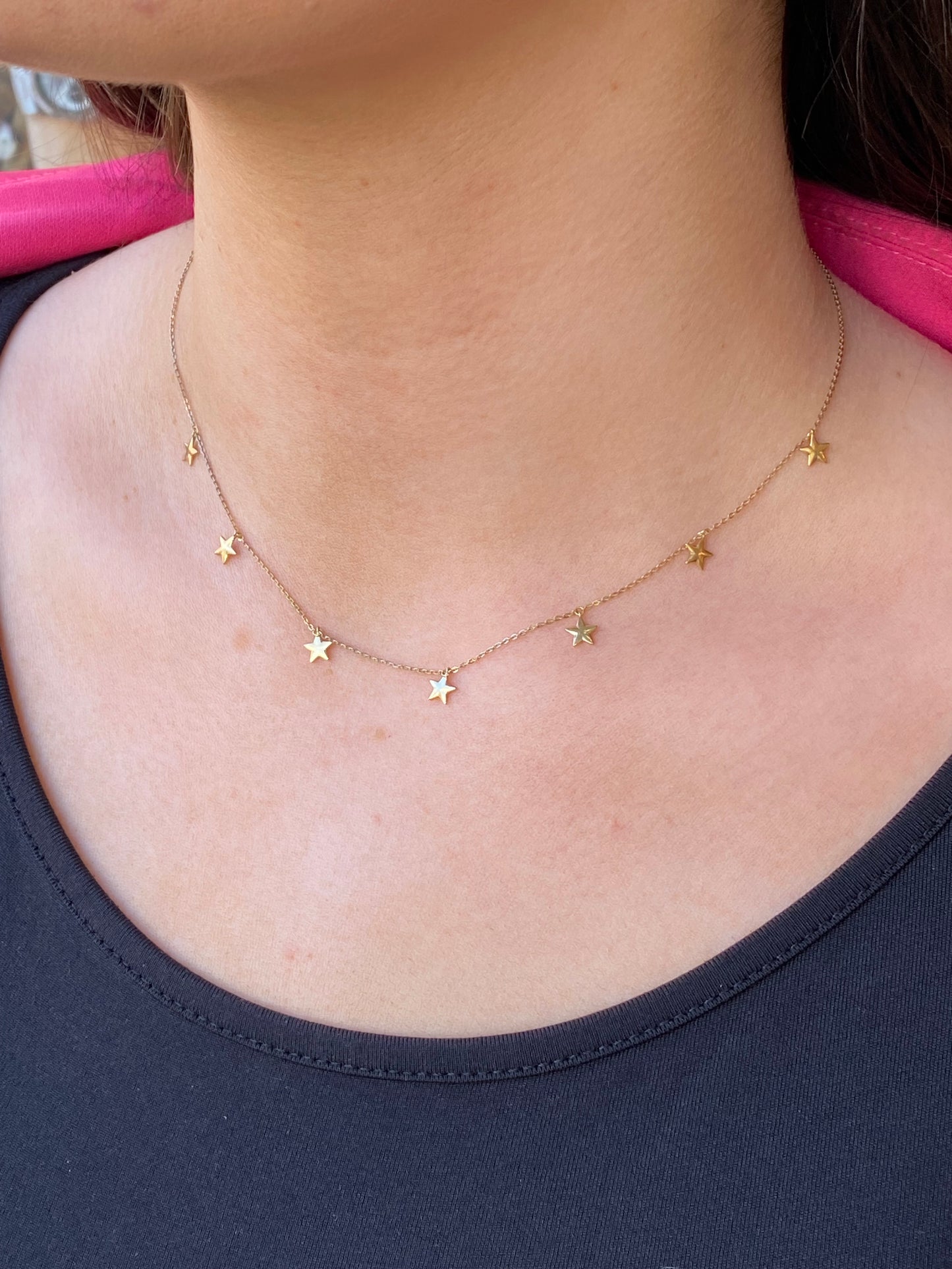 9ct Gold Star Drops Necklace - John Ross Jewellers