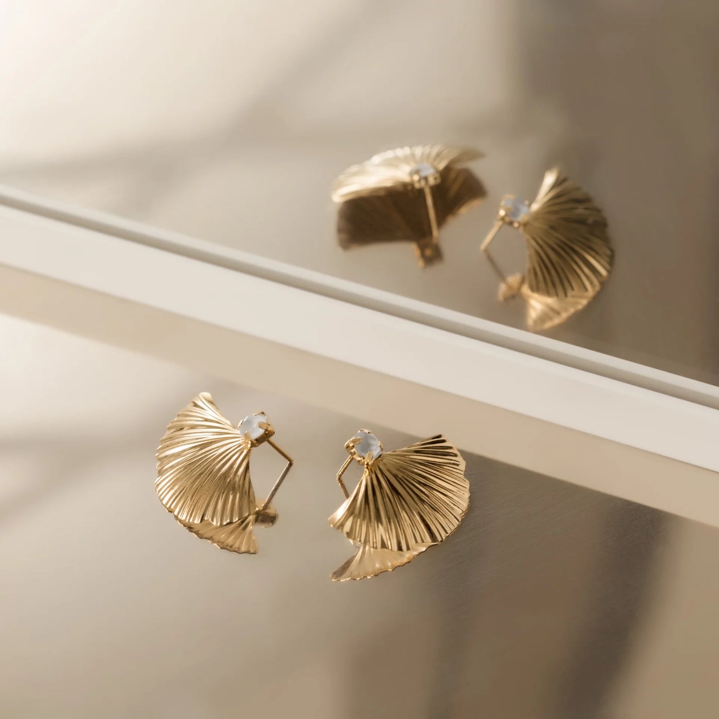 Victoria Cruz Tokyo Fan Stud Earrings | Pearl - John Ross Jewellers