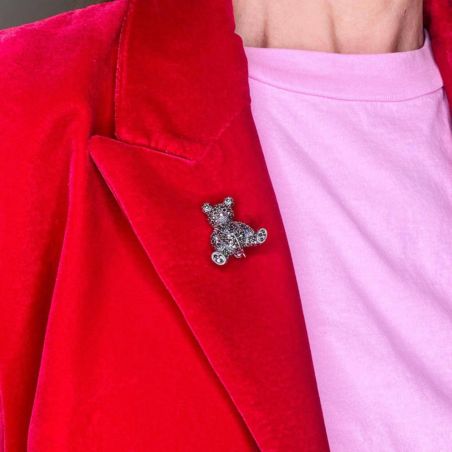 Silver Marcasite Teddy Brooch - John Ross Jewellers