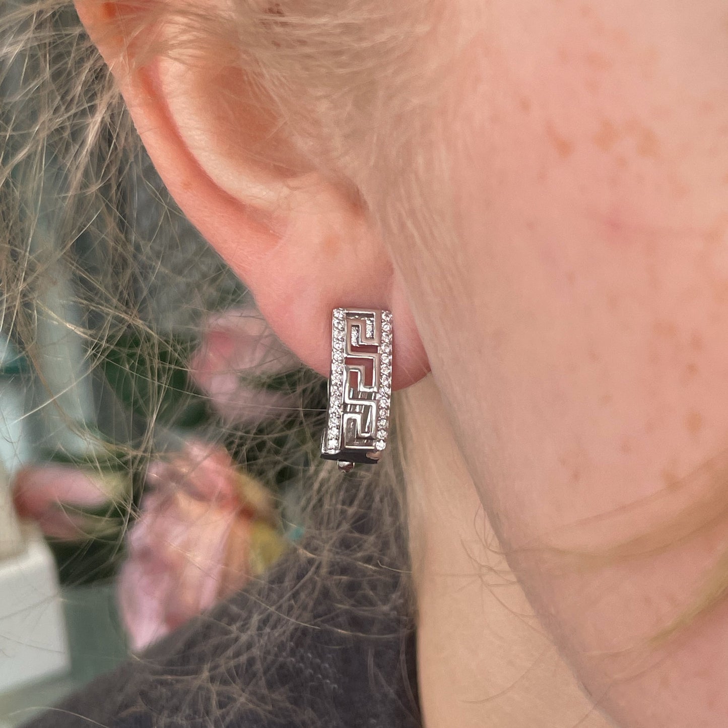 Silver Greco CZ Clip on Earrings - John Ross Jewellers