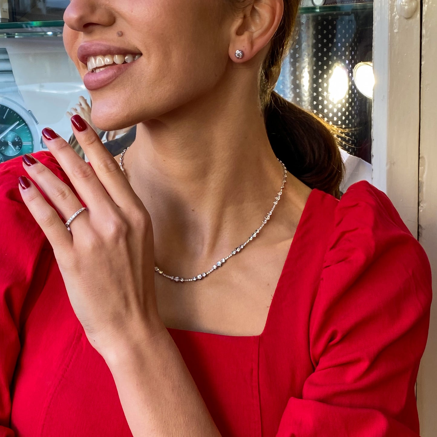 18ct White Gold Rosabella Diamond Line Necklace | 2.00ct - John Ross Jewellers