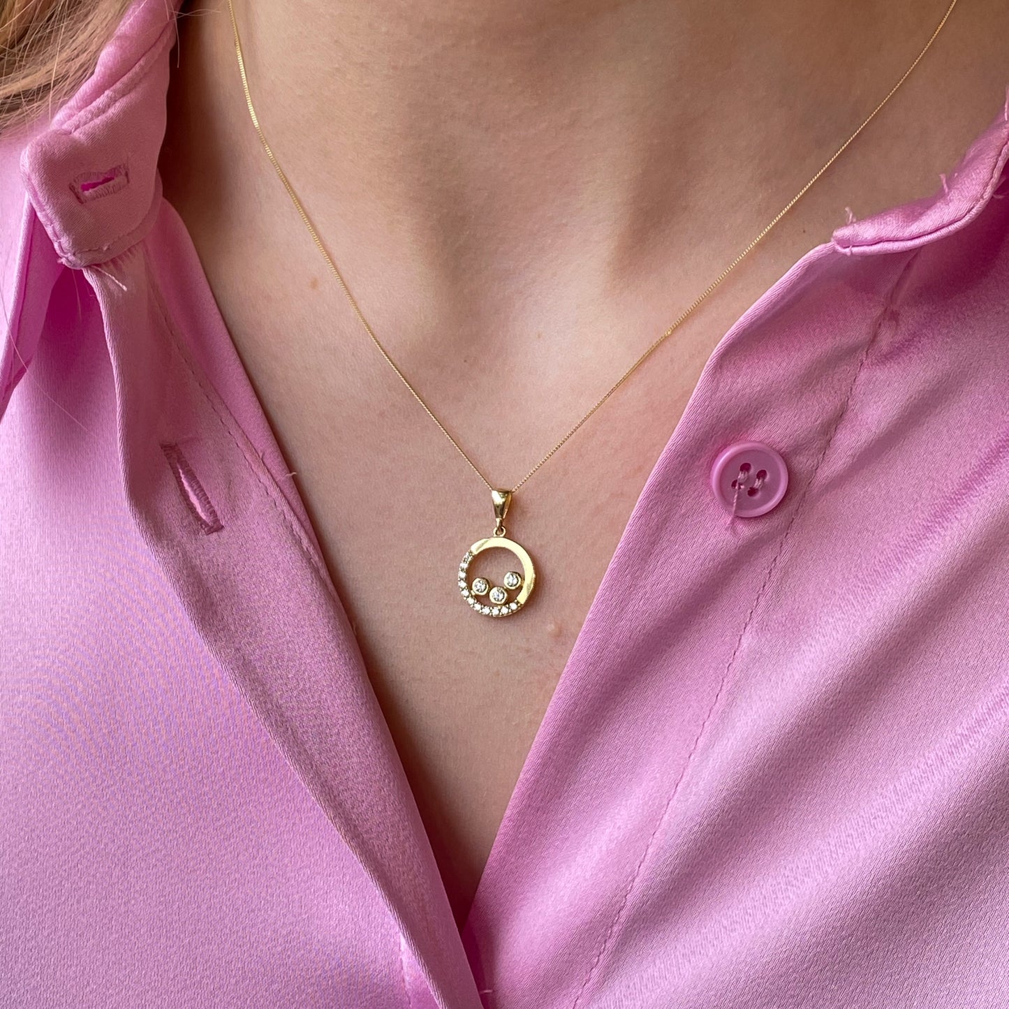 9ct Gold CZ Trilogy Eternity Necklace - John Ross Jewellers