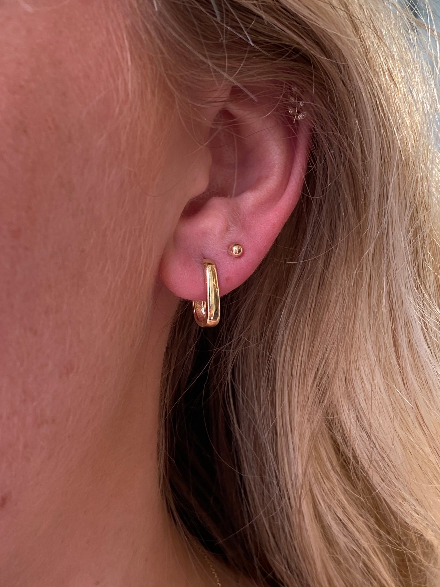 9ct Gold Rectangular Huggie Hoop Earrings
