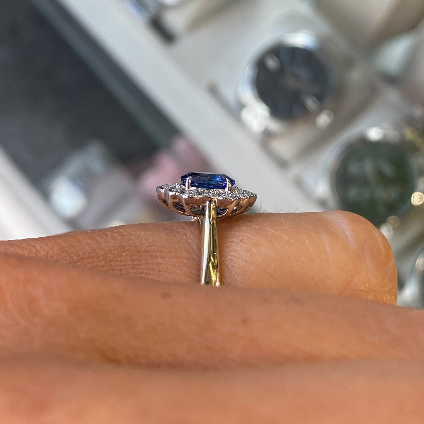 9ct Gold Sapphire & Diamond Cluster Ring - John Ross Jewellers