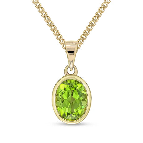9ct Gold Peridot Oval Necklace - John Ross Jewellers