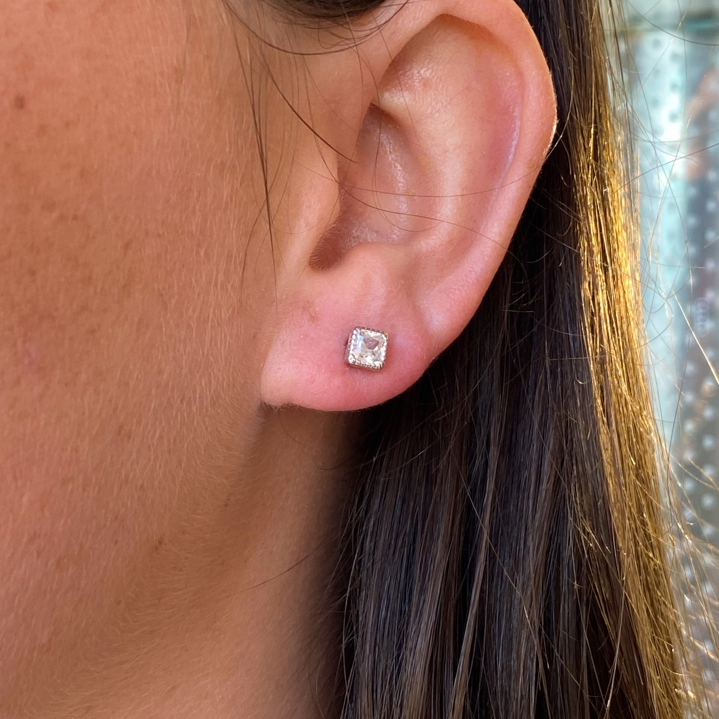 Silver Princess CZ Millgrain Stud Earrings | 5mm - John Ross Jewellers