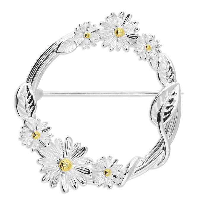 Silver Daisy Wreath Brooch - John Ross Jewellers