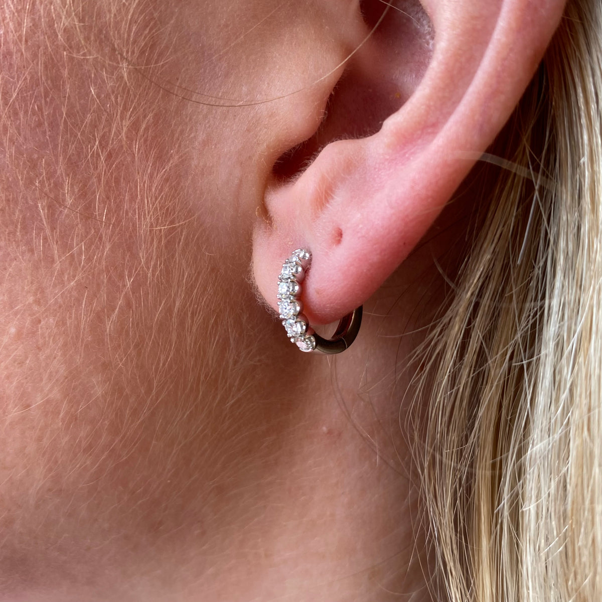 18ct White Gold Diamond Hoop Earrings - 0.41ct