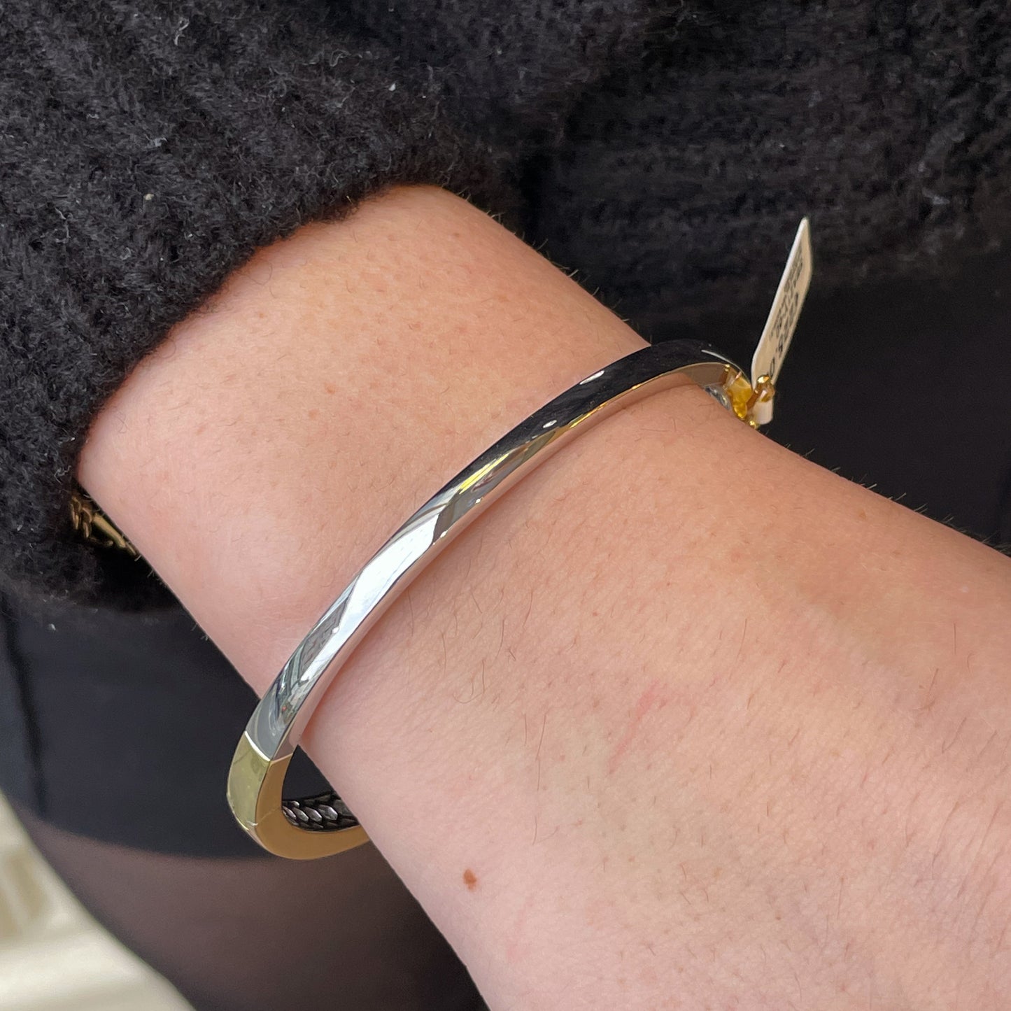 Sunshine Silver CZ Bangle | Square Edged - John Ross Jewellers