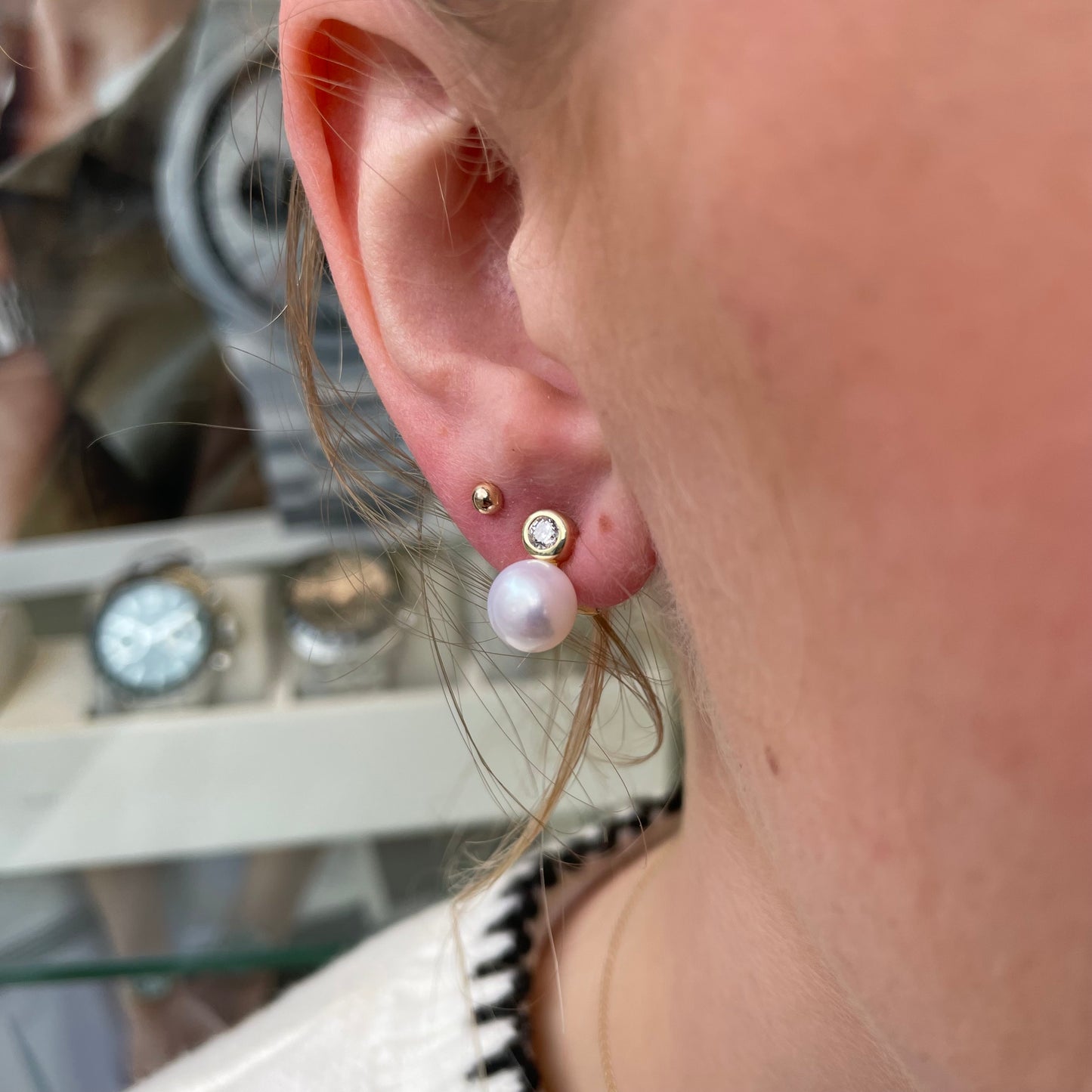 Sunshine 8mm Freshwater Pearl & CZ Stud Earrings - John Ross Jewellers