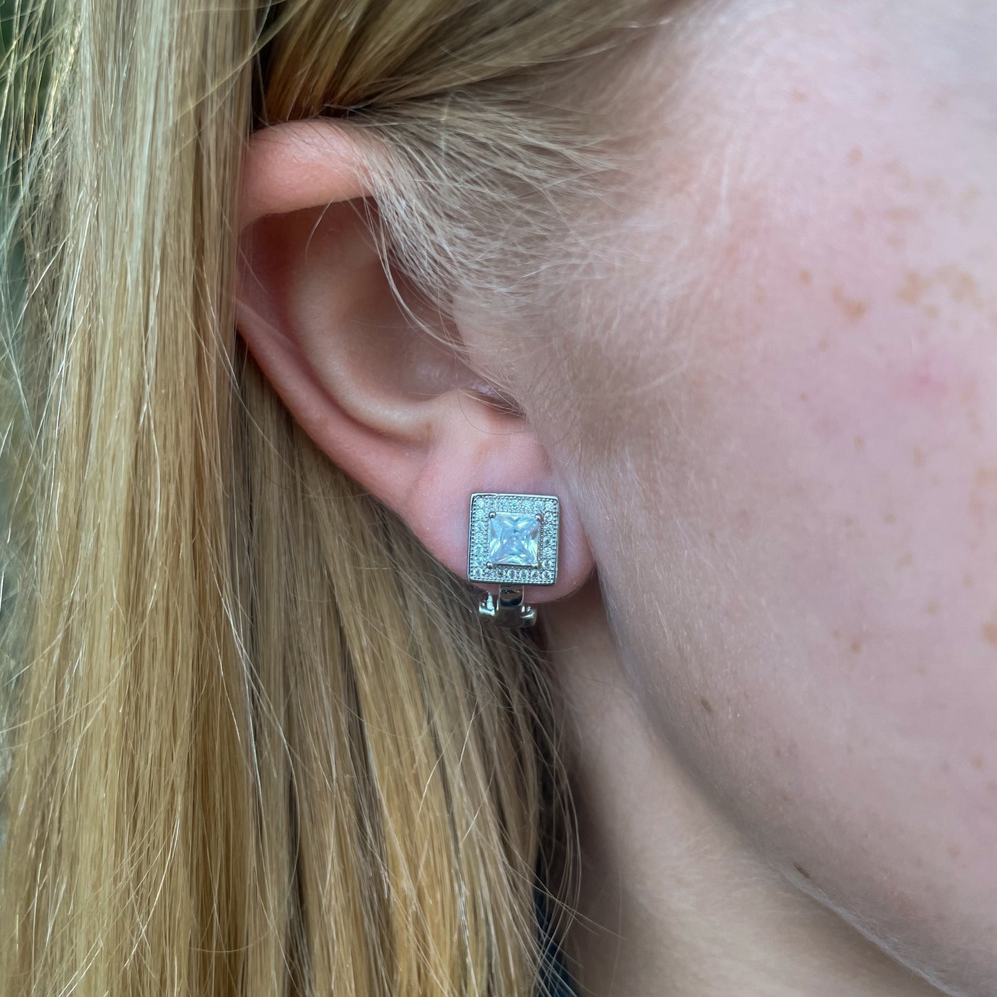 Silver Princess Halo Clip on Earrings - John Ross Jewellers