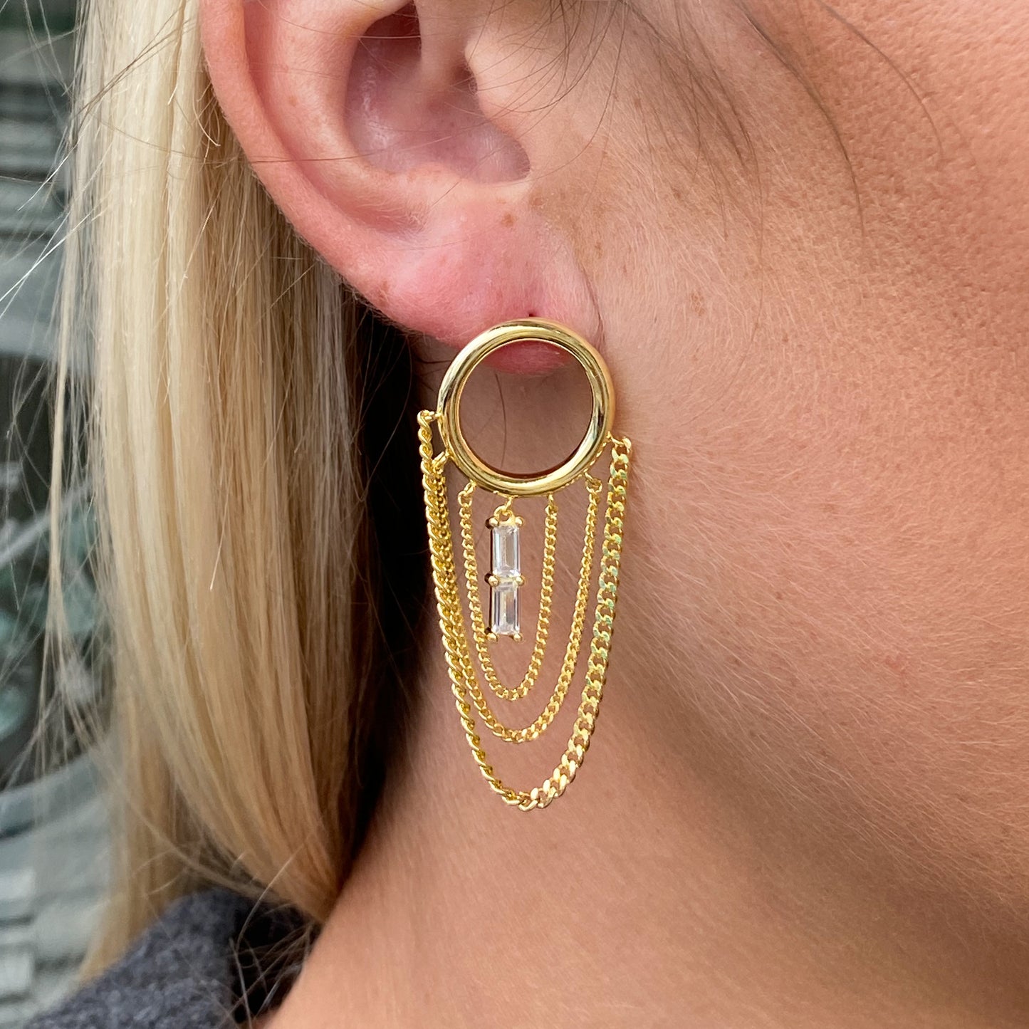 Sunshine Baguette & Chain Drop Earrings - John Ross Jewellers