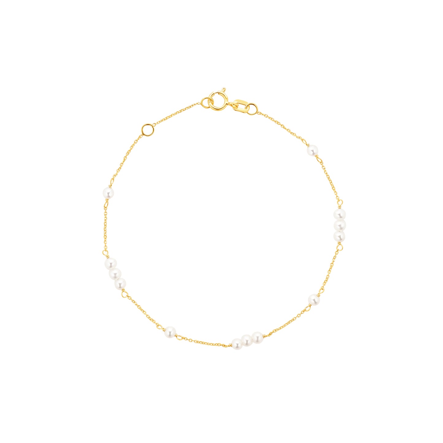 9ct Gold Triple Freshwater Pearl Station Bracelet - John Ross Jewellers