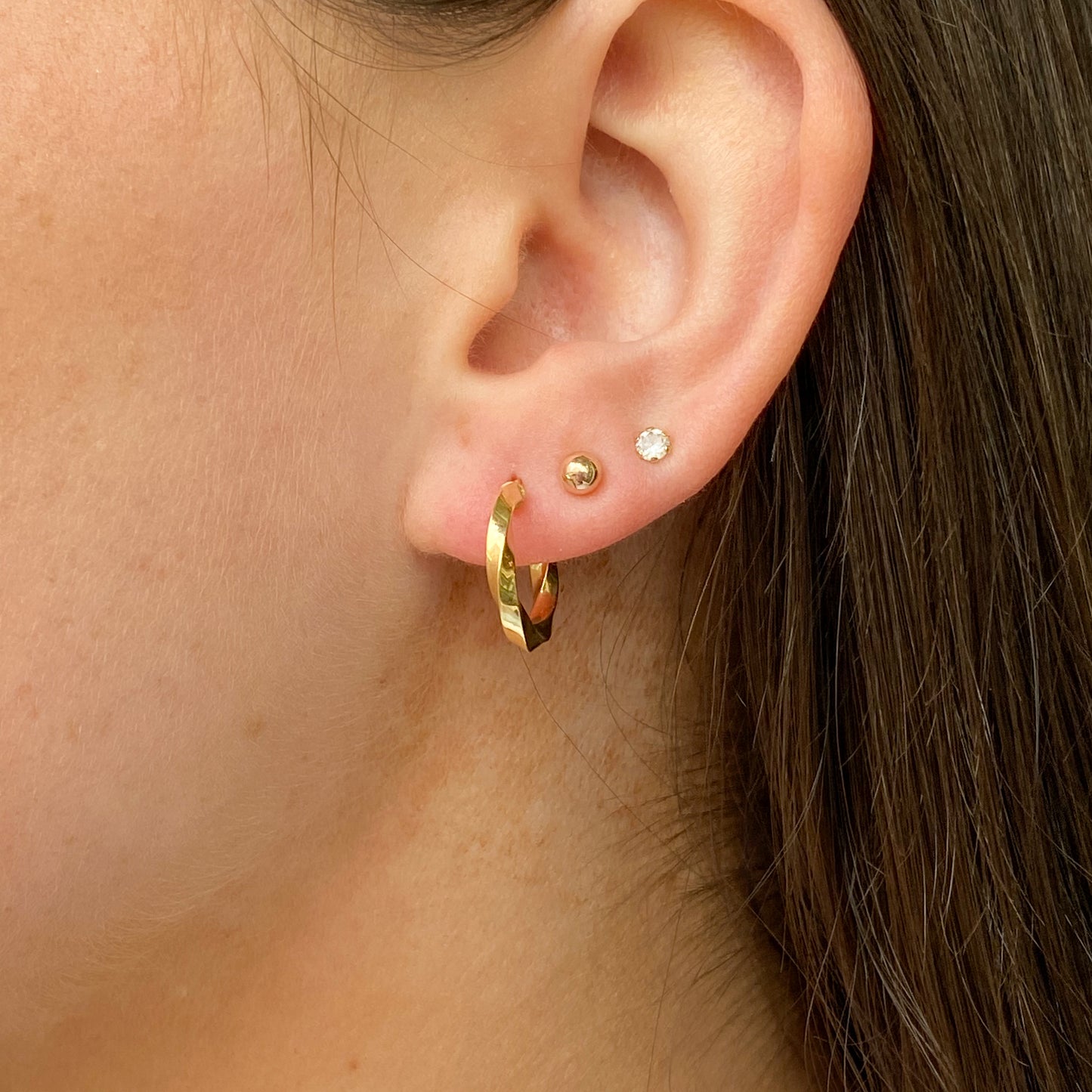 9ct Gold Twist Creole Hoop Earrings | 16mm - John Ross Jewellers