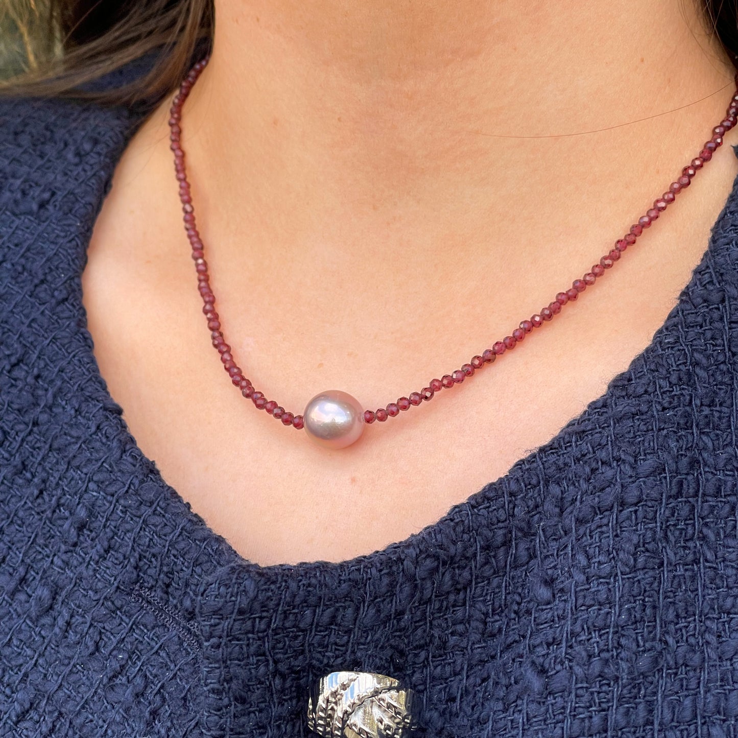 Sunshine Freshwater Pearl & Garnet Necklace - John Ross Jewellers