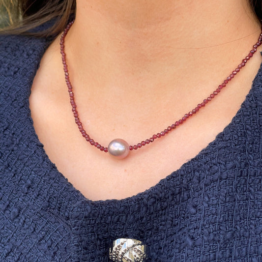 Sunshine Freshwater Pearl & Garnet Necklace