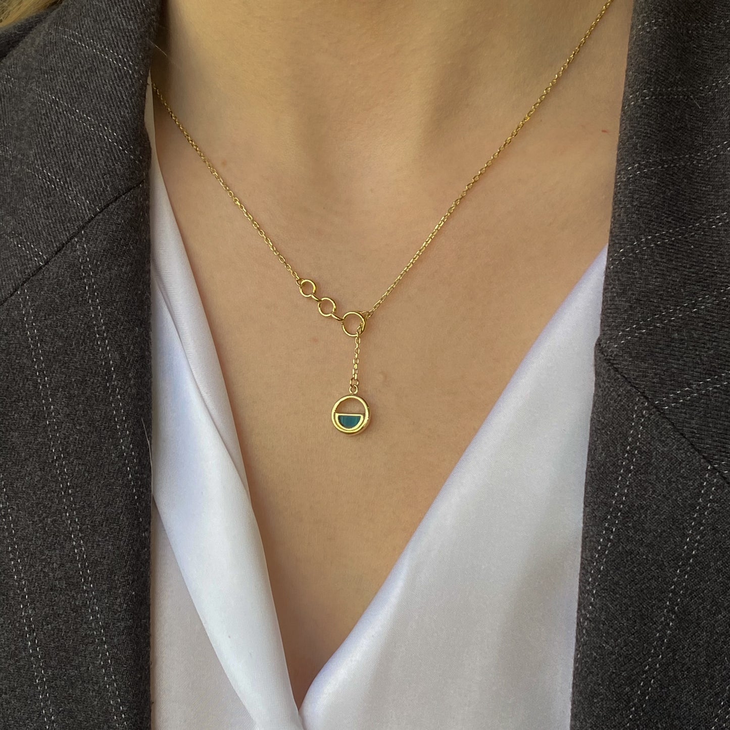 9ct Gold Malachite Lariat Necklace - John Ross Jewellers