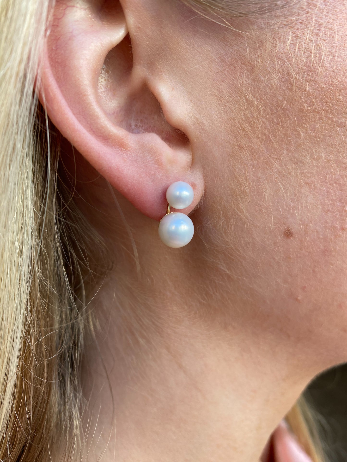 9ct Gold Freshwater Pearl Double Stud Earrings - John Ross Jewellers