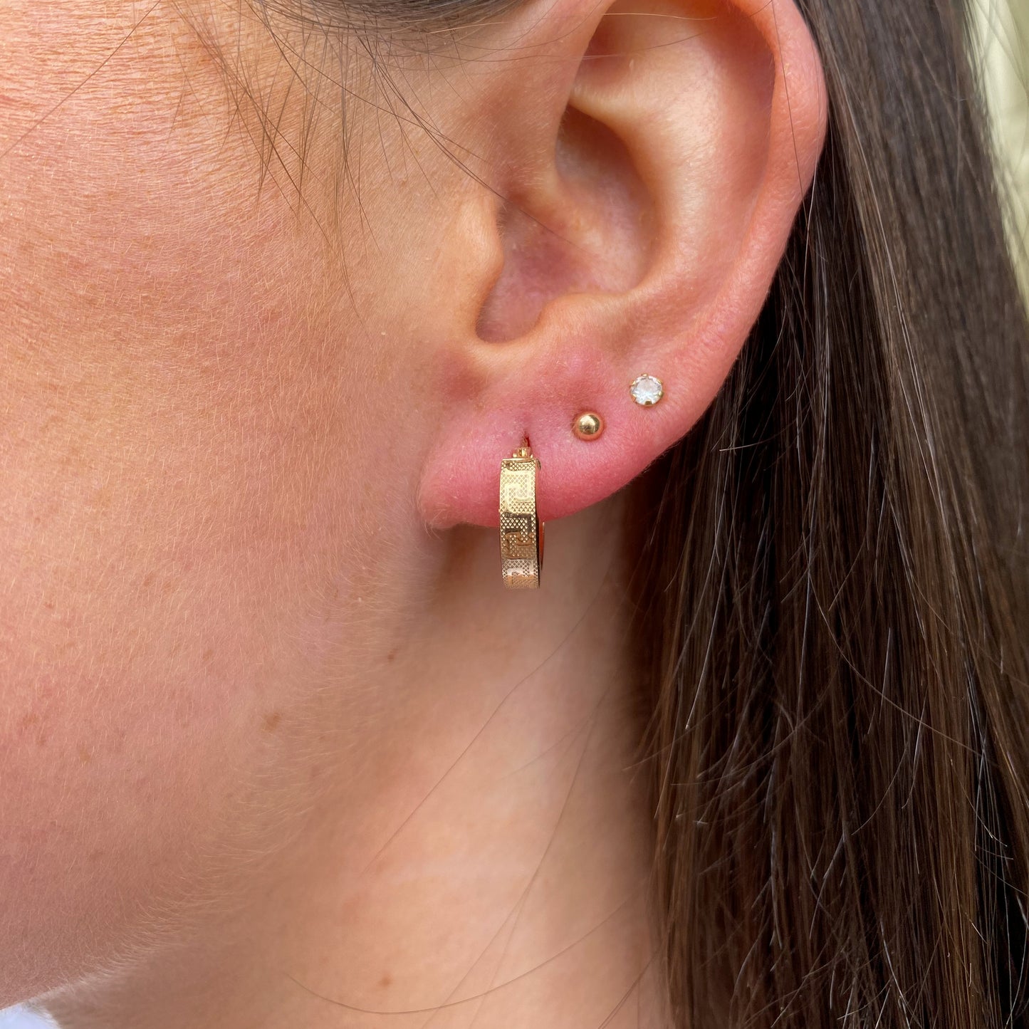 9ct Gold Greco Huggie Hoop Earrings - John Ross Jewellers