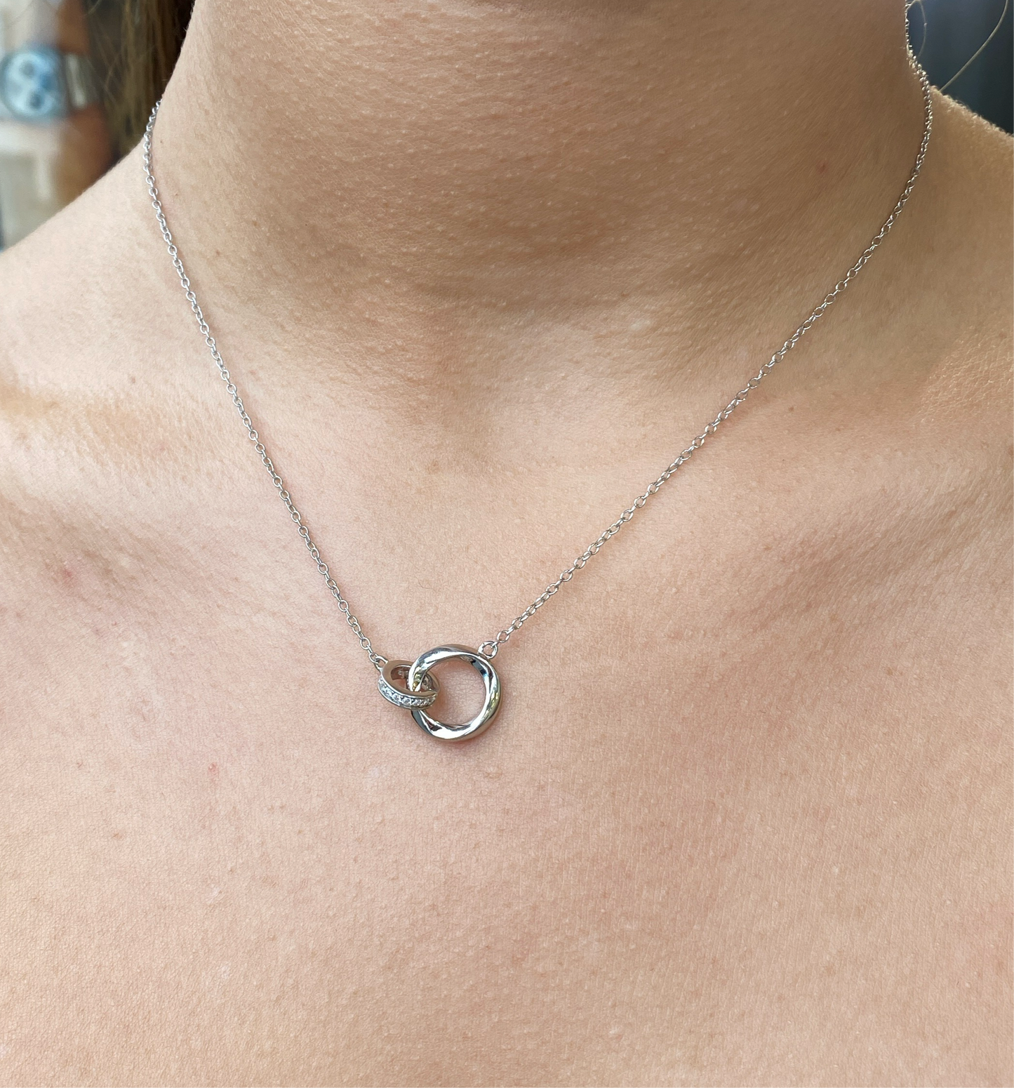 Silver CZ Twist Unity Necklace - John Ross Jewellers