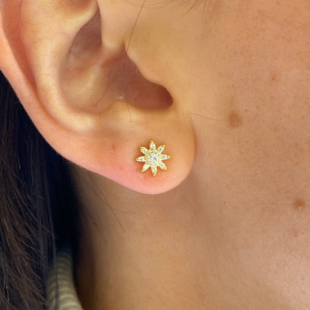 Sunshine CZ Snowflake Stud Earrings