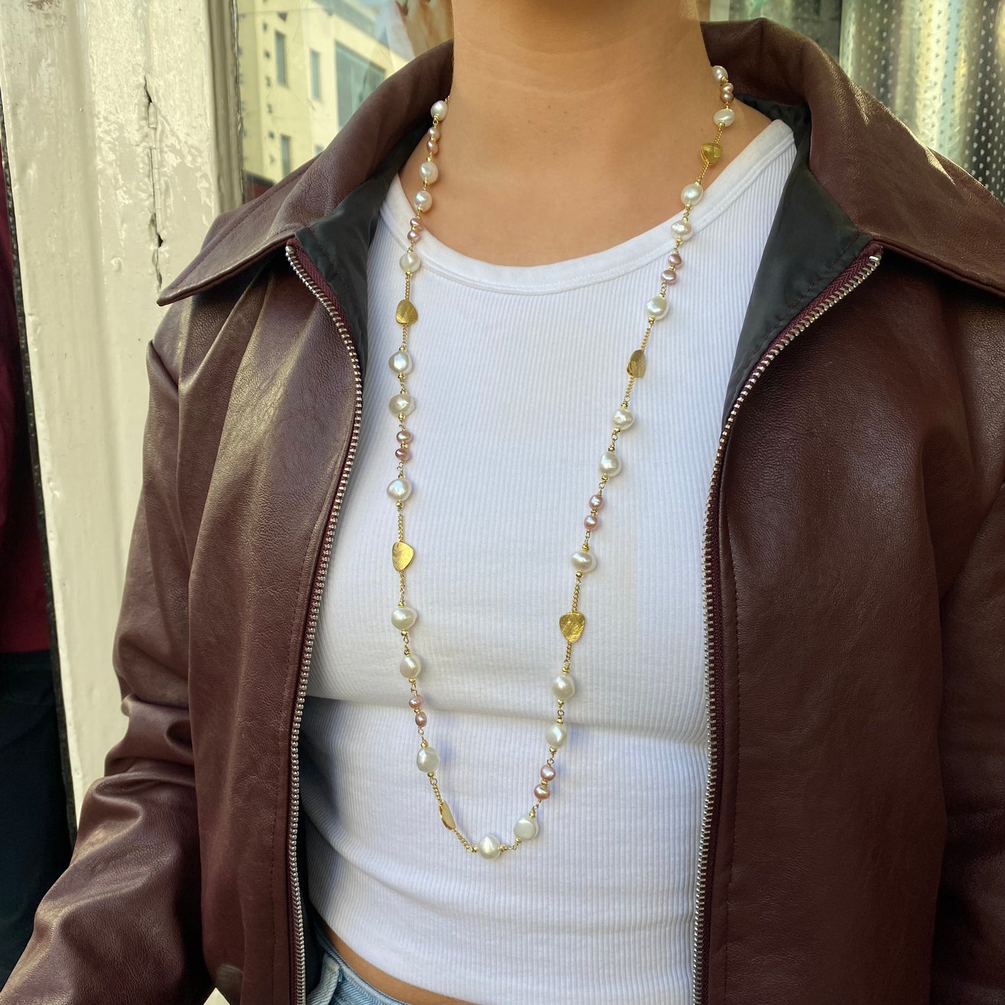 Baroque Necklace | Marsia | Pink & White Freshwater Pearl - John Ross Jewellers