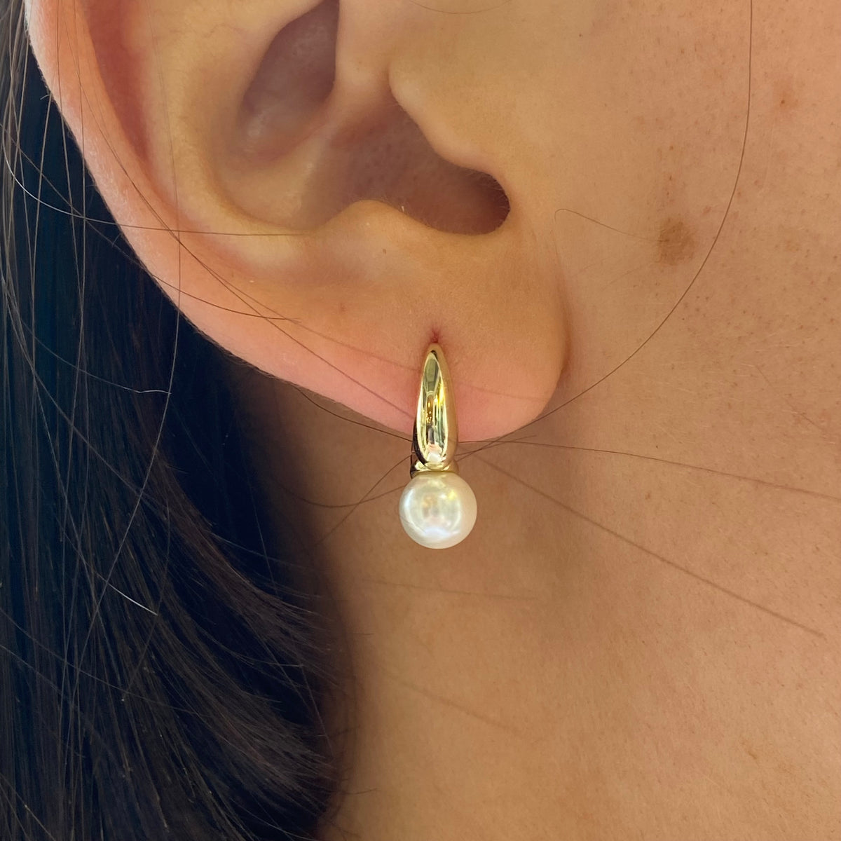 Sunshine Faux Pearl Huggie Hoop Earrings