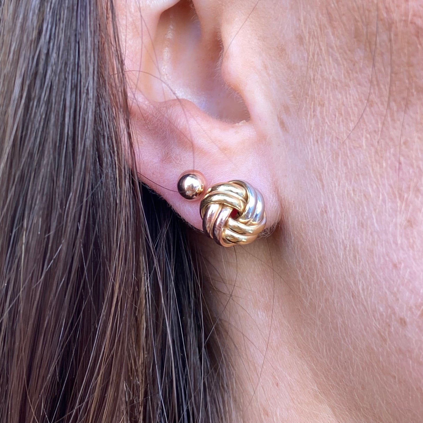 9ct Gold Three Tone Knot Stud Earrings