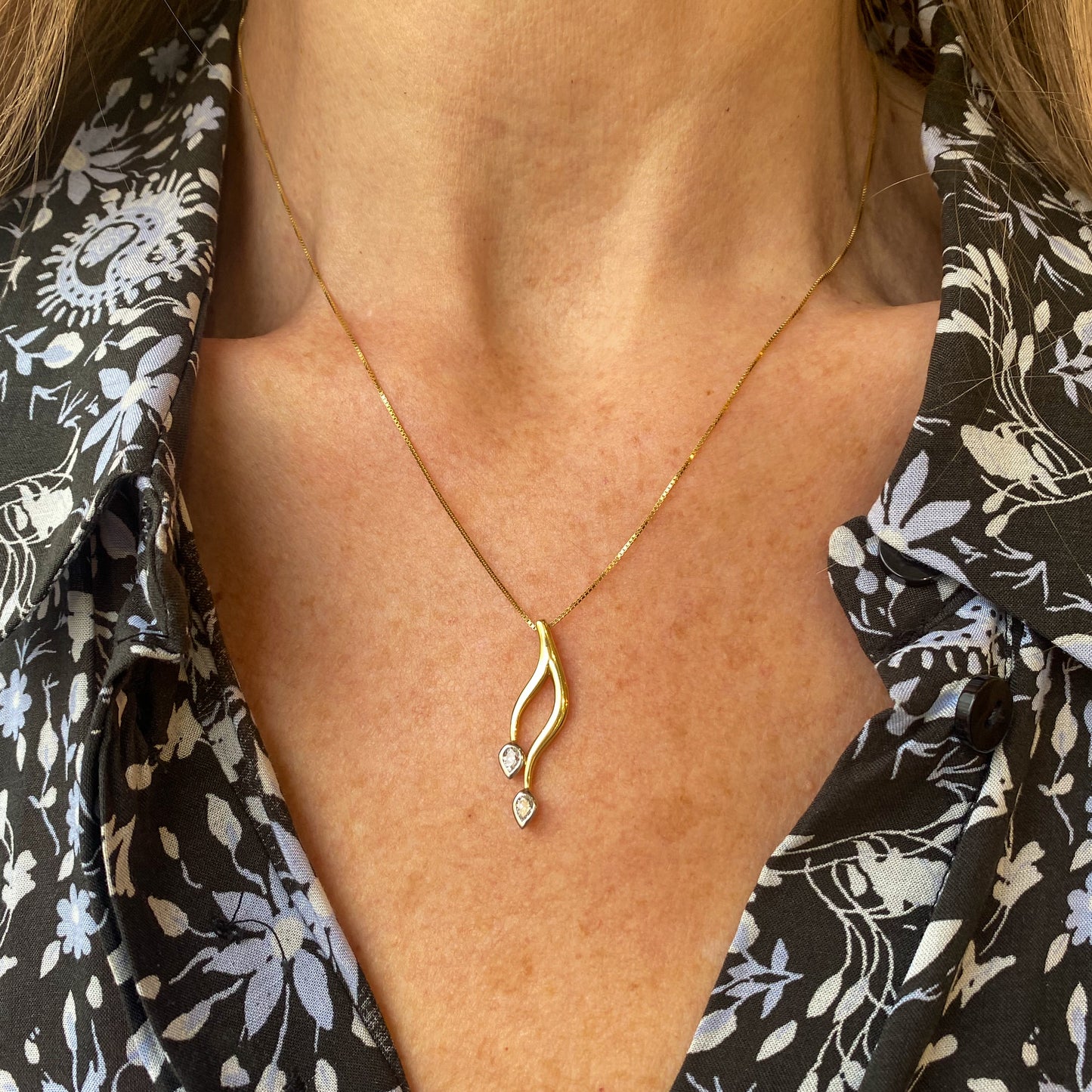 18ct Gold Pear Cut Diamond Moi & Toi Necklace - John Ross Jewellers