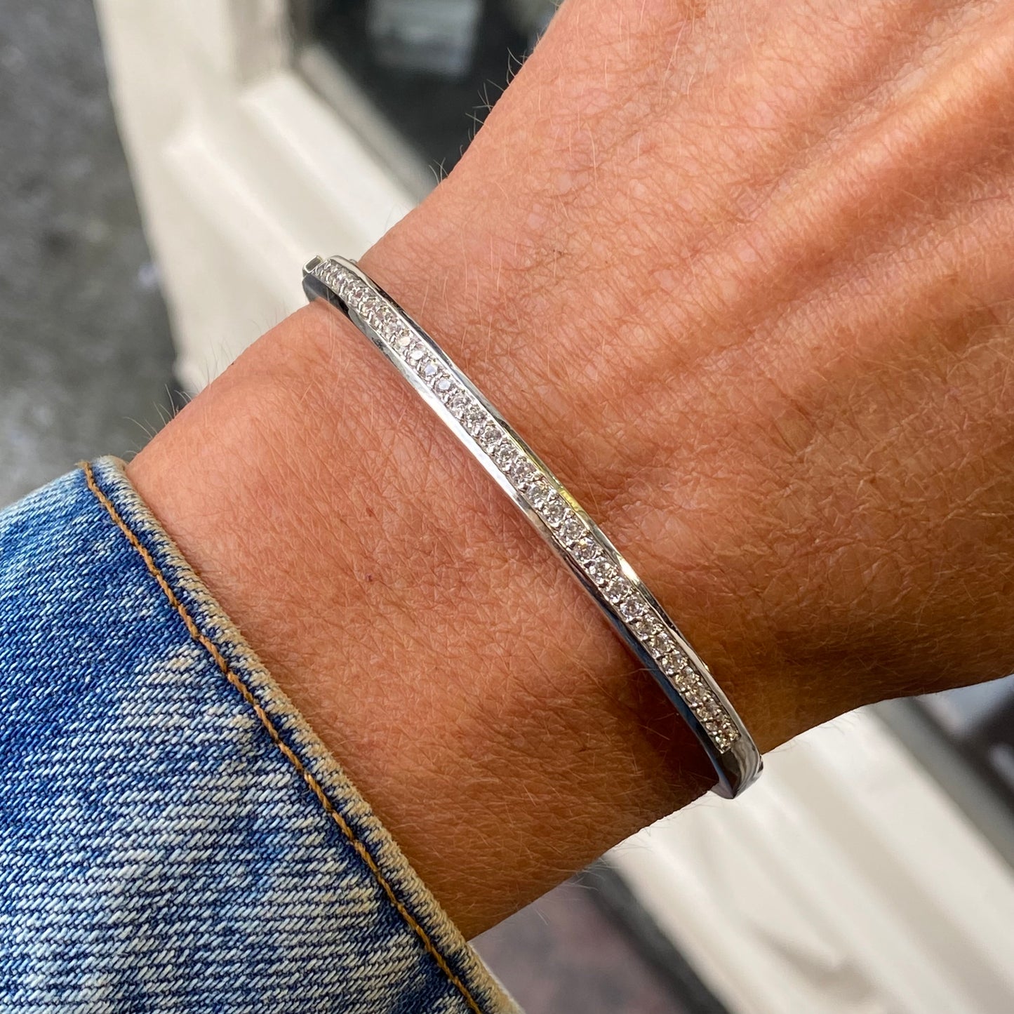 Silver CZ Bangle - John Ross Jewellers