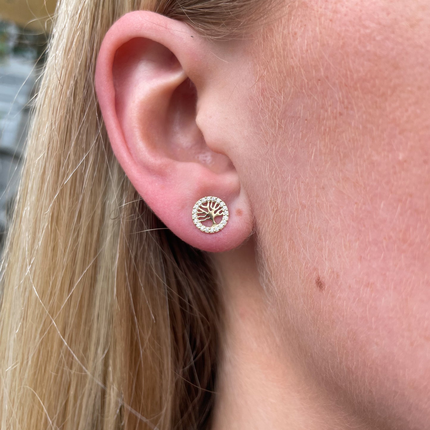 Ear Candy 9ct Gold CZ Tree of Life Stud Earrings - John Ross Jewellers