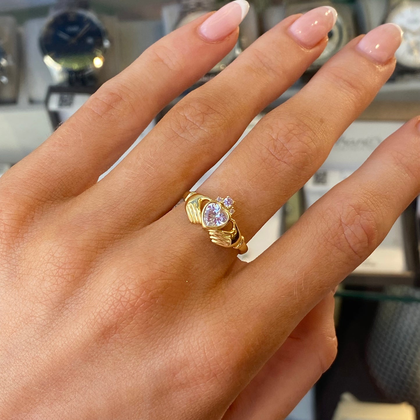 Sunshine CZ Claddagh Ring - John Ross Jewellers