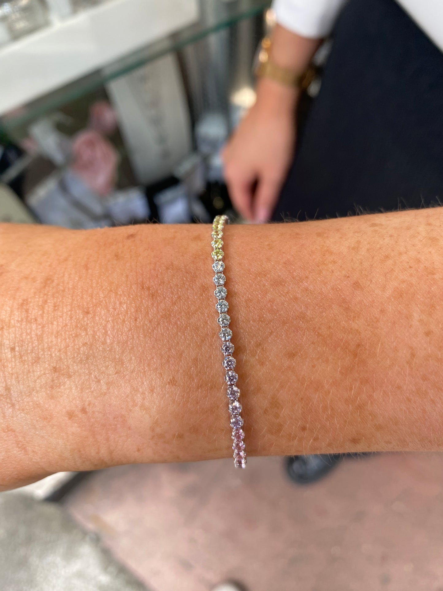 Silver Pastel CZ Line Bracelet | 19cm - John Ross Jewellers