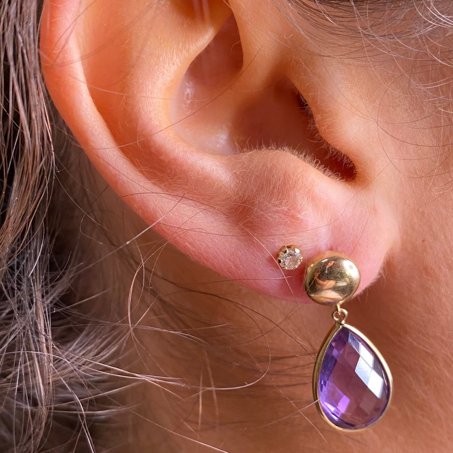 9ct Gold Amethyst Pear Drop Earrings - John Ross Jewellers