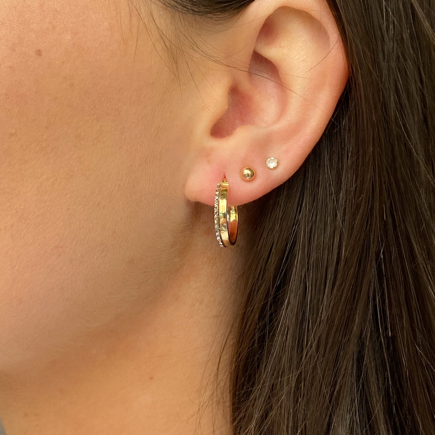 9ct Gold Two Tone Kisses Creole Hoop Earrings | Oval - John Ross Jewellers