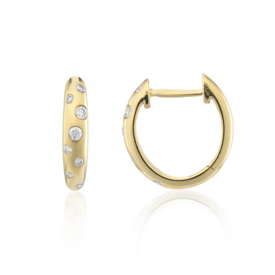 9ct Gold Cheetah Style Diamond Hoop Earrings | 0.12ct - John Ross Jewellers