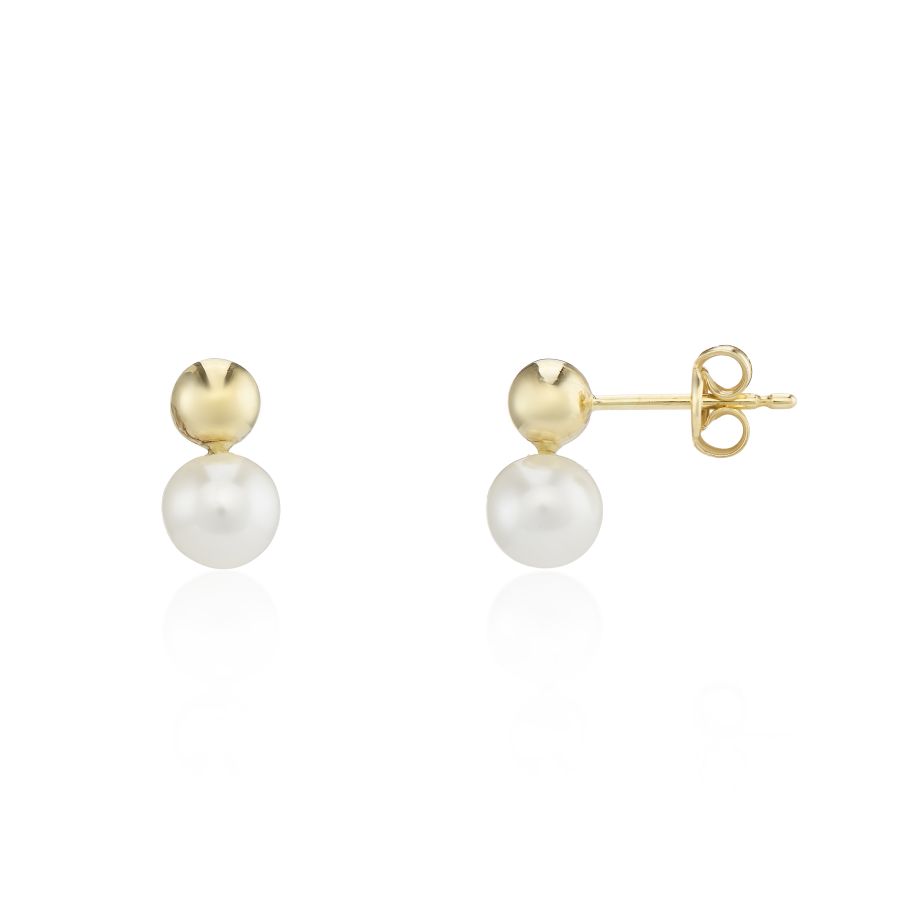 9ct Gold Freshwater Pearl & Bead Earrings - John Ross Jewellers
