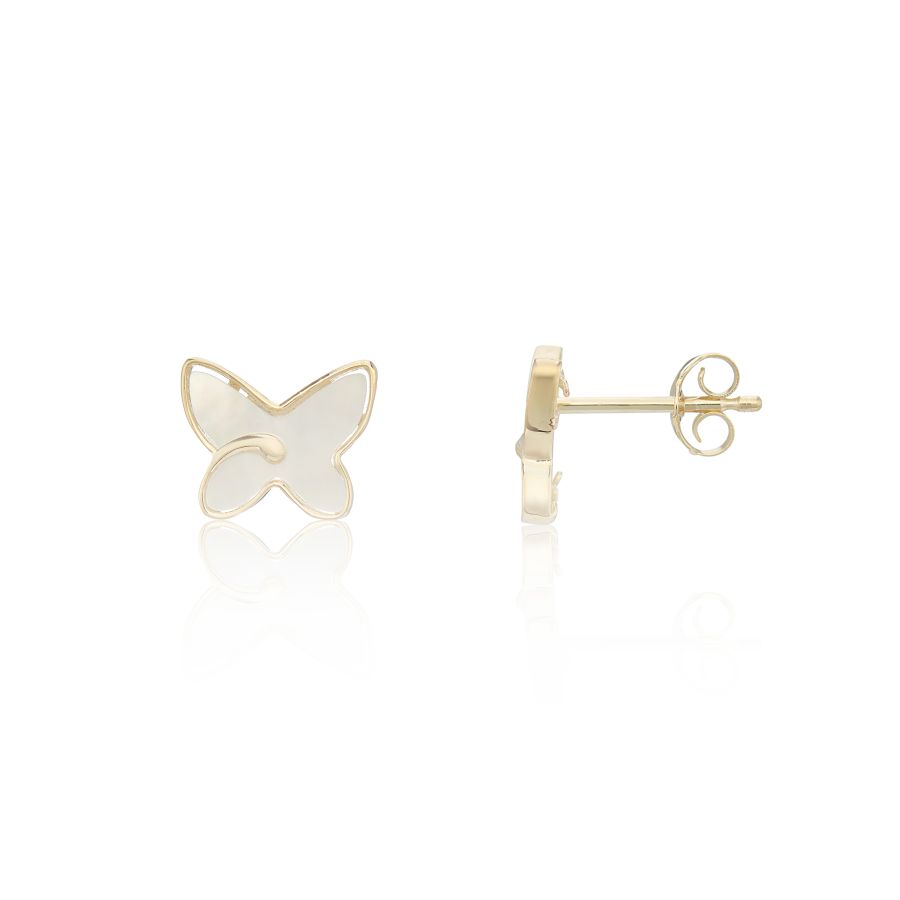 9ct Gold Mother of Pearl Butterfly Stud Earrings - John Ross Jewellers