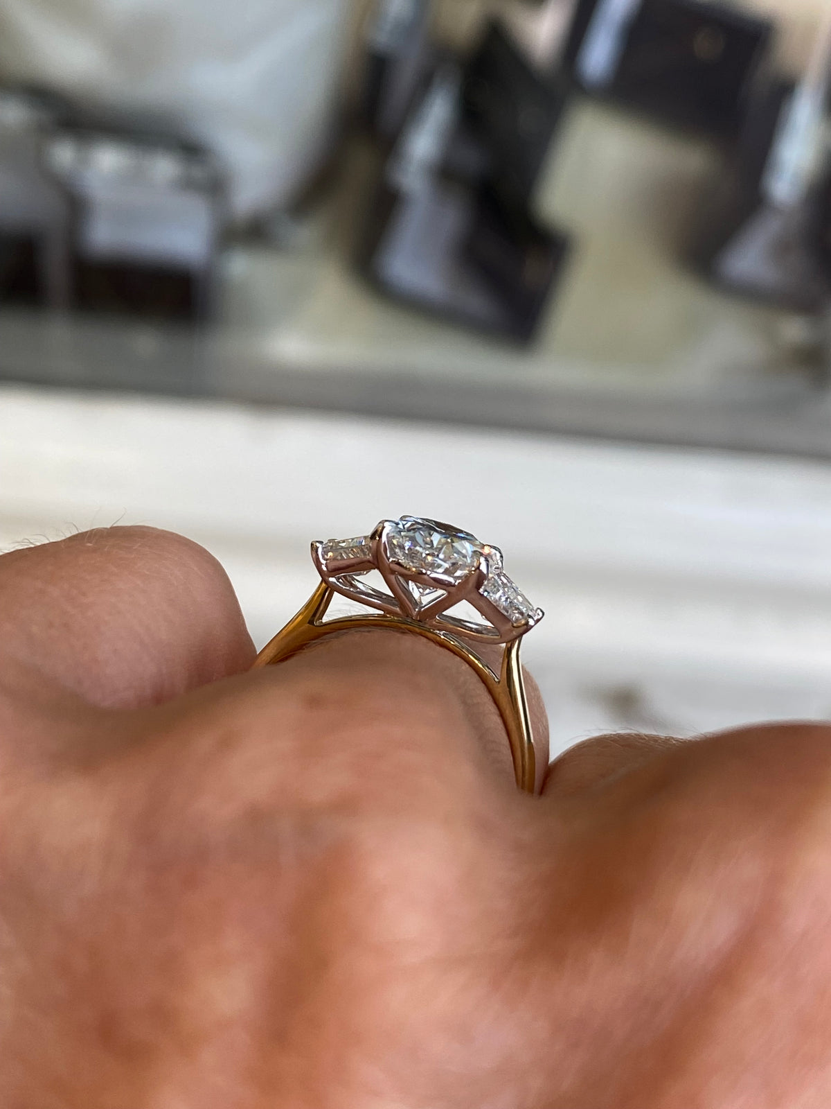 18ct Gold Trilogy Engagement Ring | Lab Certificated 3.21ct