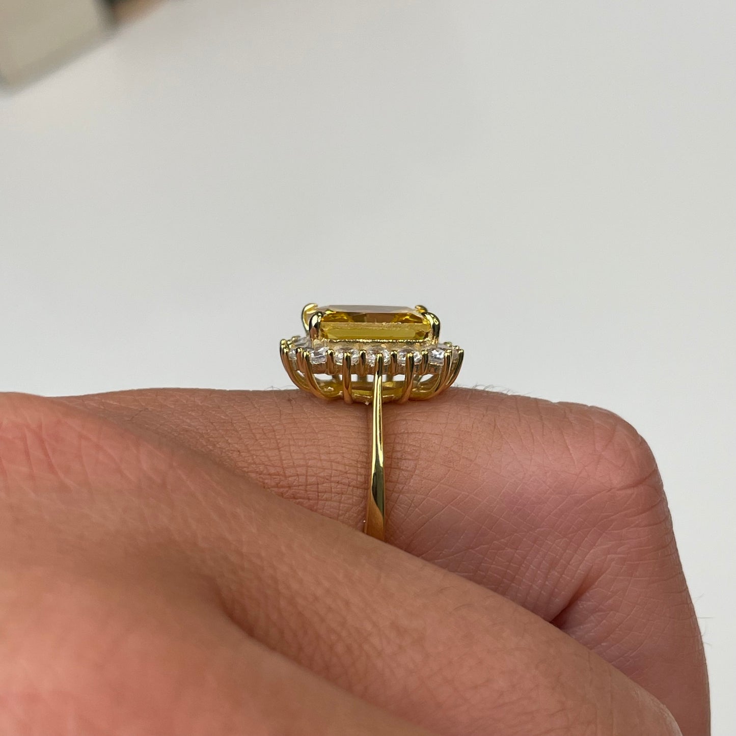 Sunshine Lemon CZ Emerald Cut Cluster Ring - John Ross Jewellers