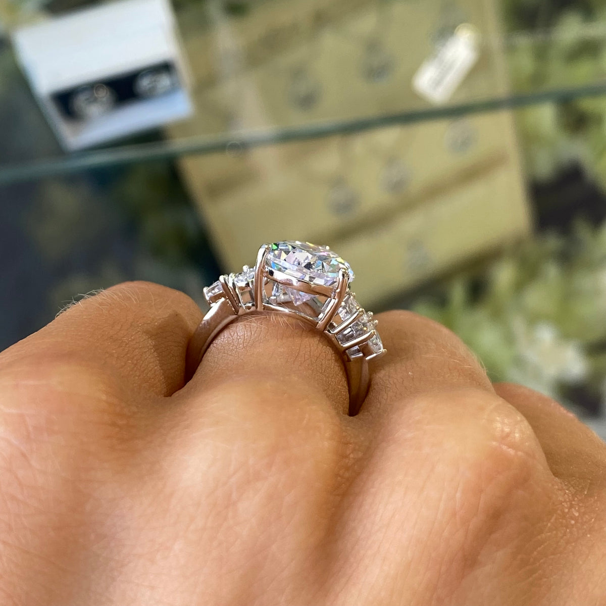 Silver pear cut CZ ring featuring a sparkling pear-shaped cubic zirconia stone set in a sleek silver band.