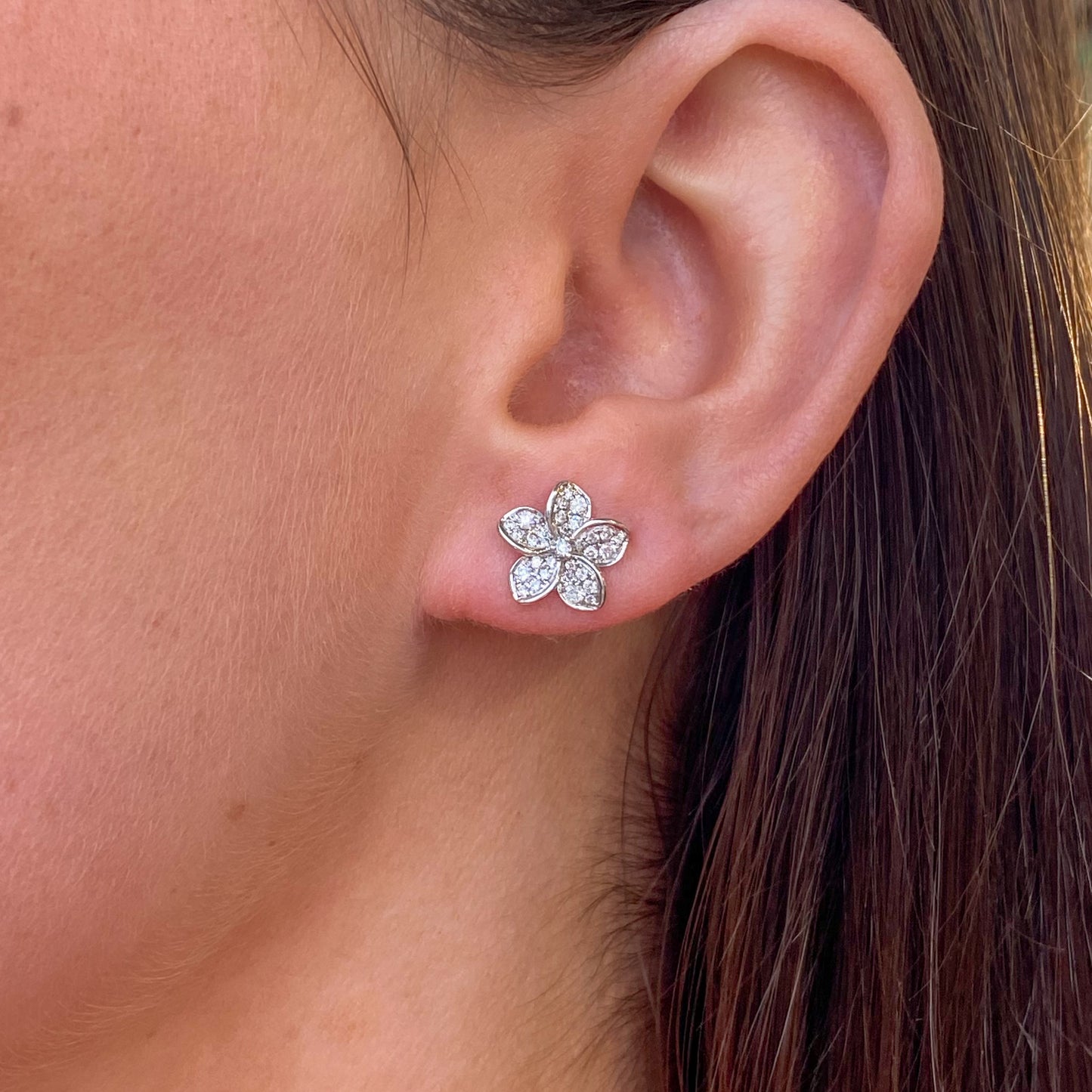 9ct White Gold Flower Diamond Stud Earrings | 0.67ct - John Ross Jewellers